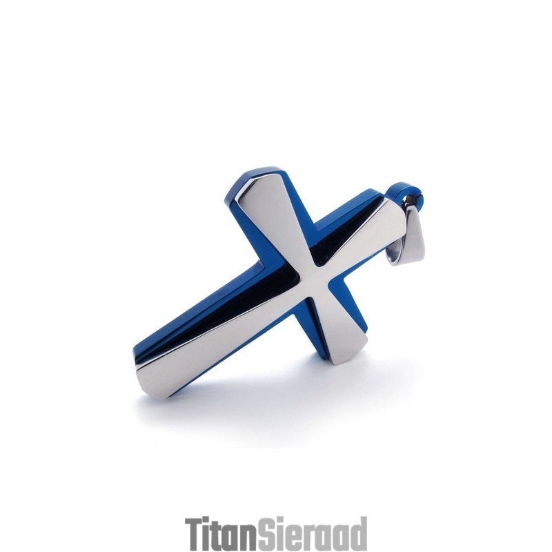 Blauwe En Titanium Kruishanger