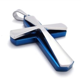 Blauwe En Titanium Kruishanger