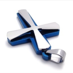 Blauwe En Titanium Kruishanger