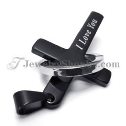 Zwarte Titanium Kruis- En Cirkelhanger