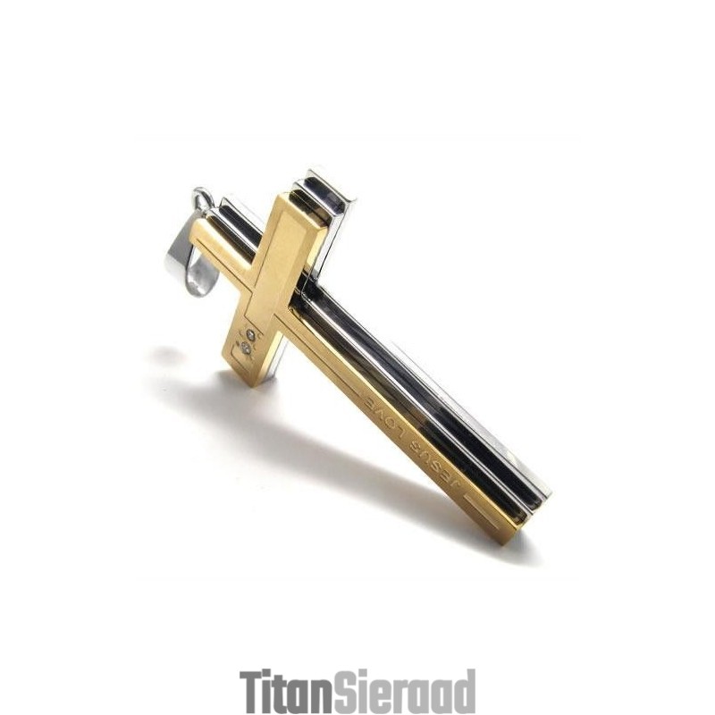Gouden En Zilveren Kruishanger Van Puur Titanium Gouden En Zilveren Kruishanger Van Puur Titanium