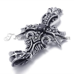 Kruis Titanium Hanger Met Zwarte Zirkoon