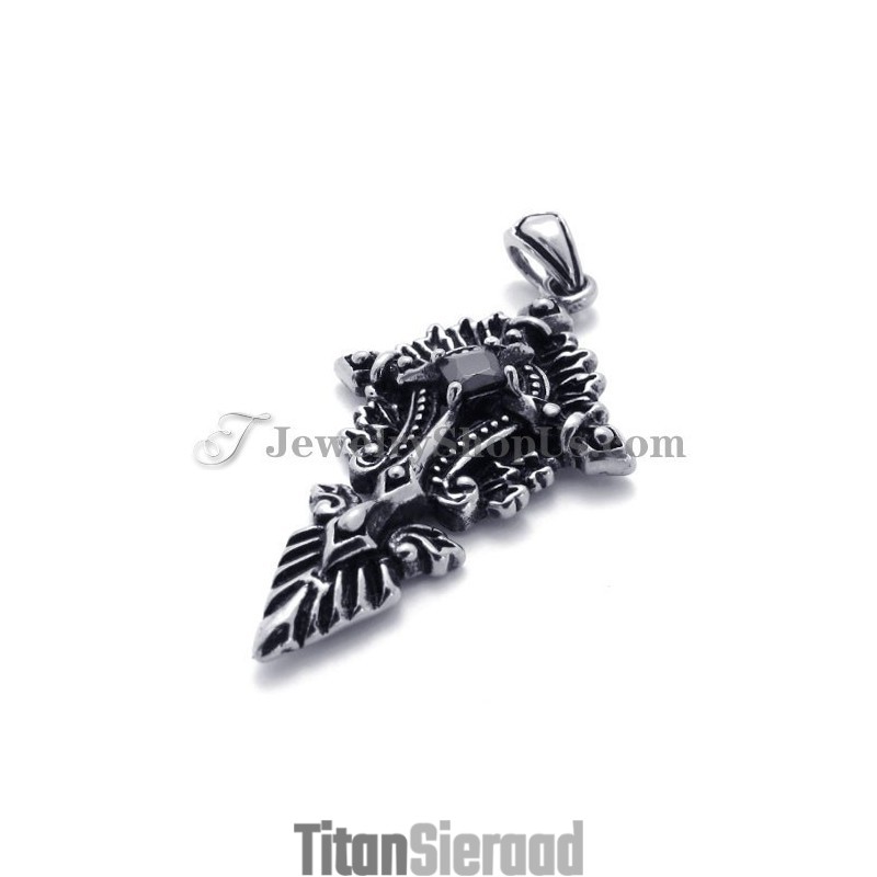 Mode Titanium Hanger Met Zwarte Zirkoon Mode Titanium Hanger Met Zwarte Zirkoon