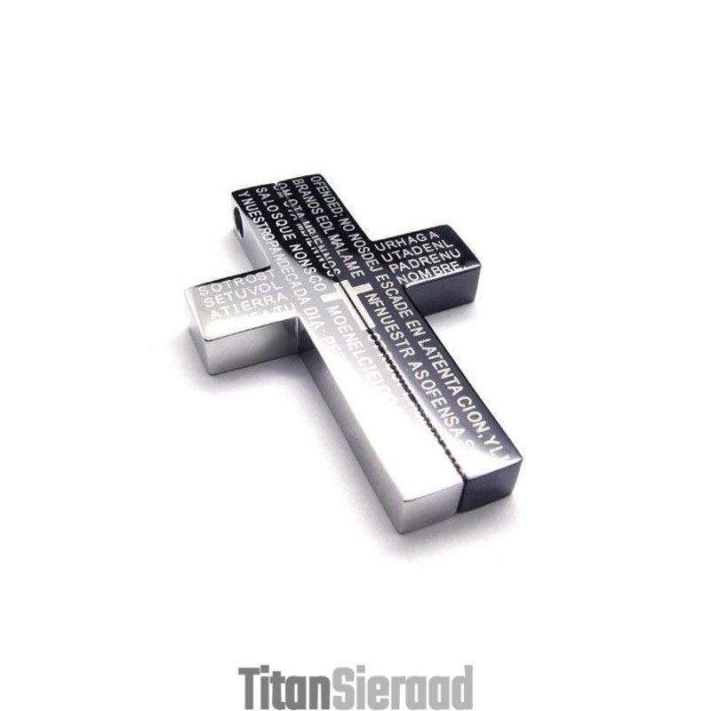 Heren Zwarte Kruisketting Van Puur Titanium (Nieuw) Heren Zwarte Kruisketting Van Puur Titanium (Nieuw)