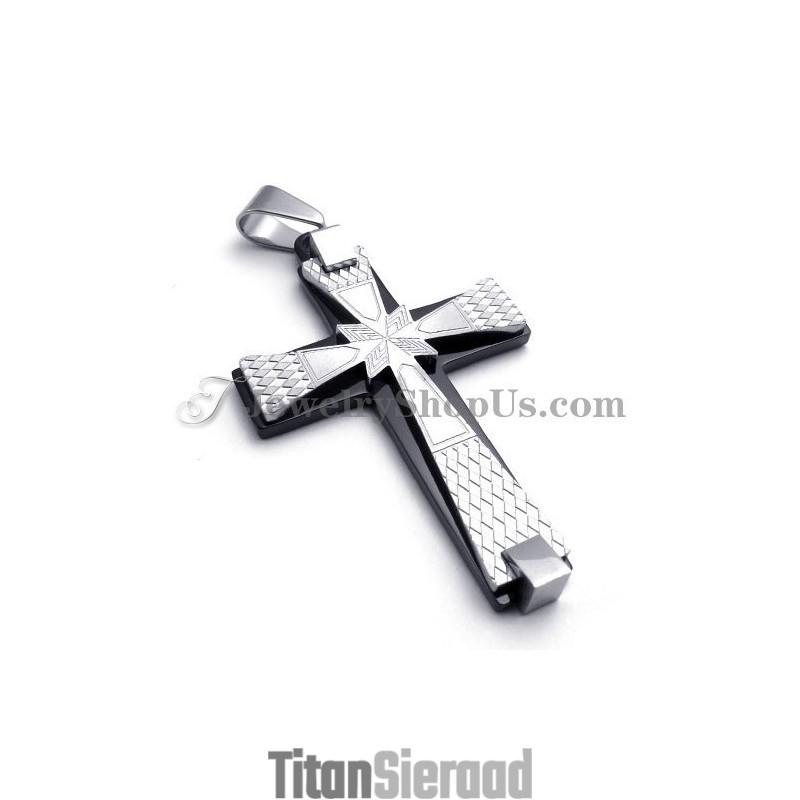 Elegante Zwarte Titanium Kruishanger Elegante Zwarte Titanium Kruishanger