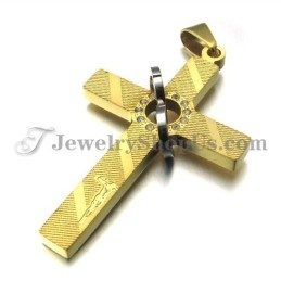 Kruis Gouden Titanium Hanger Met Cirkels Strass Steentjes