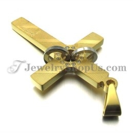 Kruis Gouden Titanium Hanger Met Cirkels Strass Steentjes