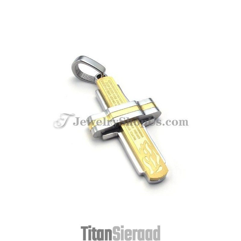 Prachtige Gouden Titanium Kruishanger Prachtige Gouden Titanium Kruishanger