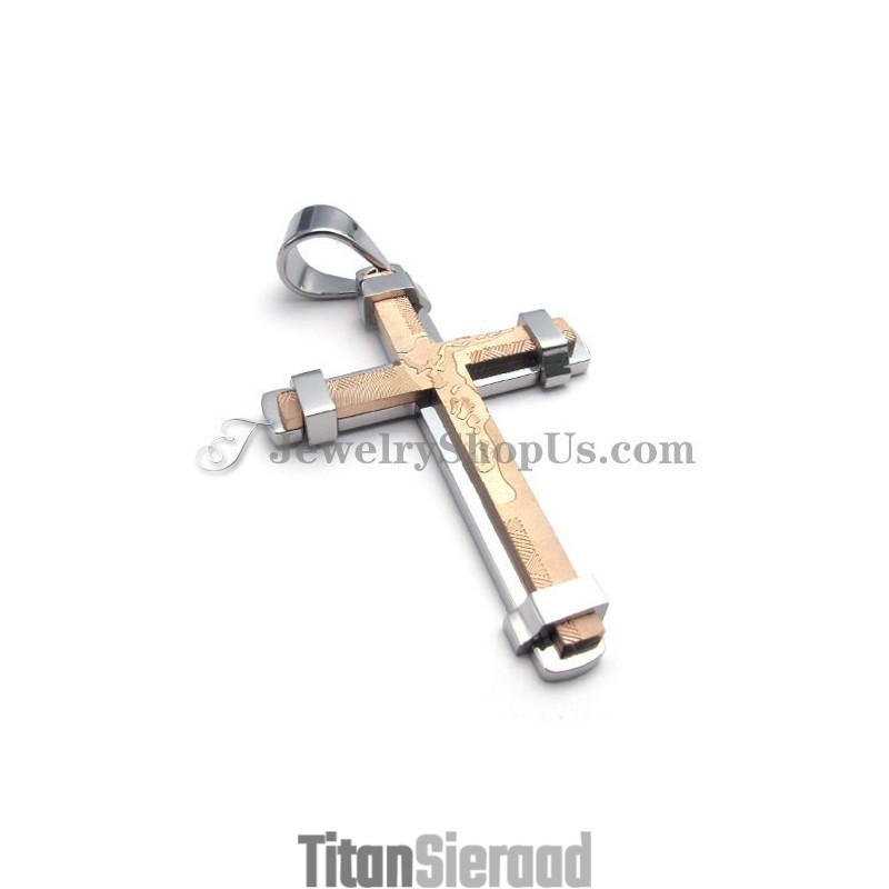 Prachtige Roségouden En Zilveren Titanium Kruishanger Prachtige Roségouden En Zilveren Titanium Kruishanger