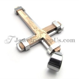 Prachtige Roségouden En Zilveren Titanium Kruishanger