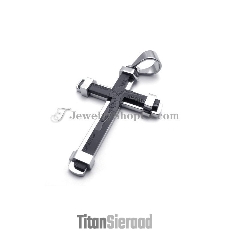 Prachtige Zwarte Titanium Kruishanger