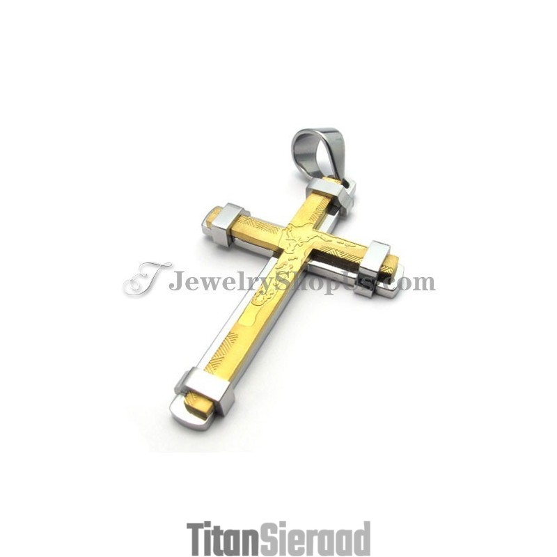 Prachtige Gouden En Zilveren Titanium Kruishanger Prachtige Gouden En Zilveren Titanium Kruishanger