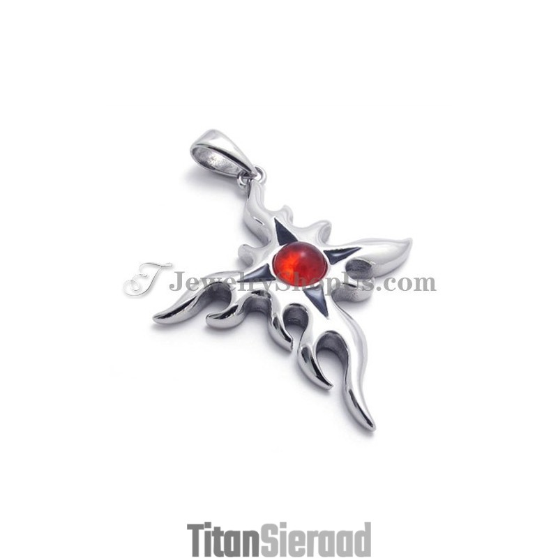 Mode Titanium Hanger Met Rode Zirkoon Mode Titanium Hanger Met Rode Zirkoon
