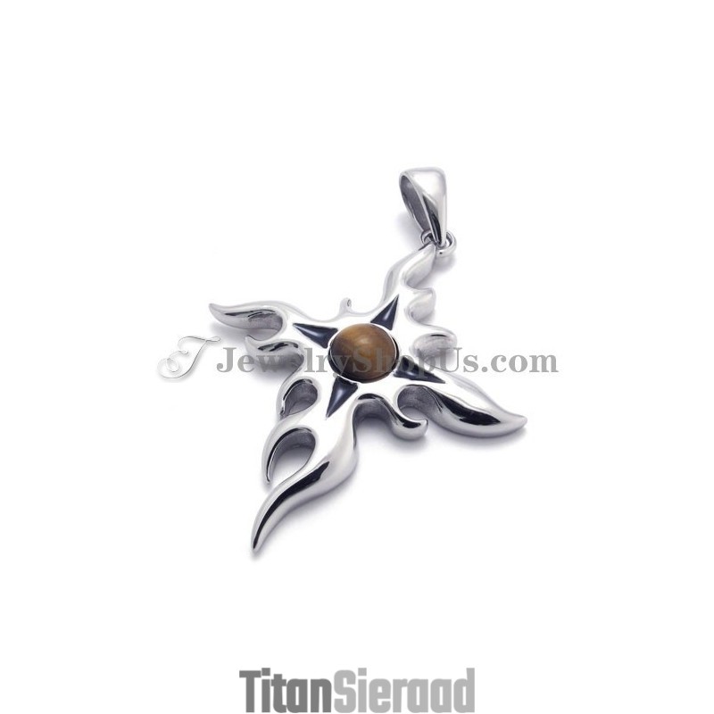 Mode Titanium Hanger Met Bruine Zirkoon Mode Titanium Hanger Met Bruine Zirkoon