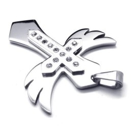 Heren Zilveren Kruisketting Met Vleugelhanger Van Puur Titanium