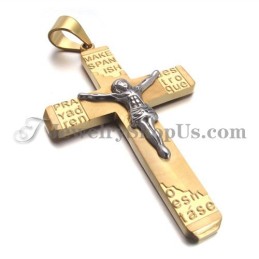 Prachtige Gouden Titanium Kruis Van Jezus Hanger