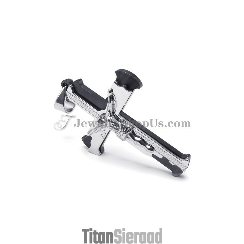 Klassieke Zwarte Titanium Kruis Van Jezus Hanger