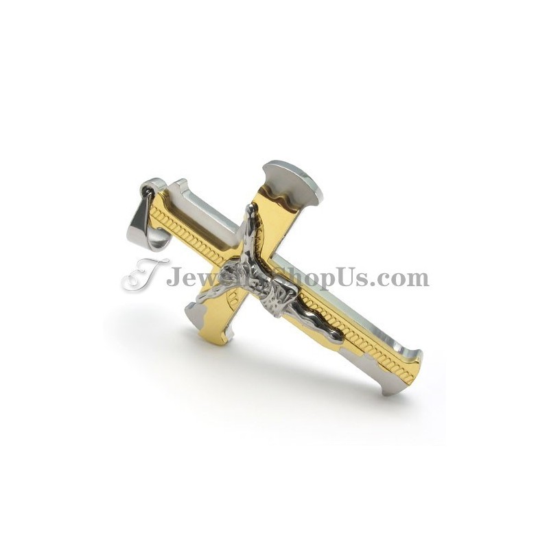 Klassieke Gouden Titanium Kruis Van Jezus Hanger Klassieke Gouden Titanium Kruis Van Jezus Hanger