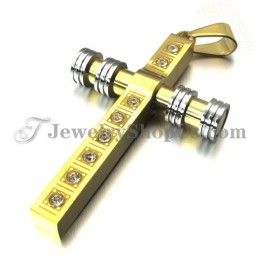 Prachtige Gouden Titanium Kruishanger Met Strass Steentjes