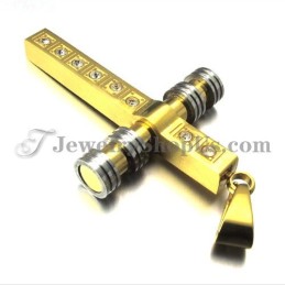 Prachtige Gouden Titanium Kruishanger Met Strass Steentjes
