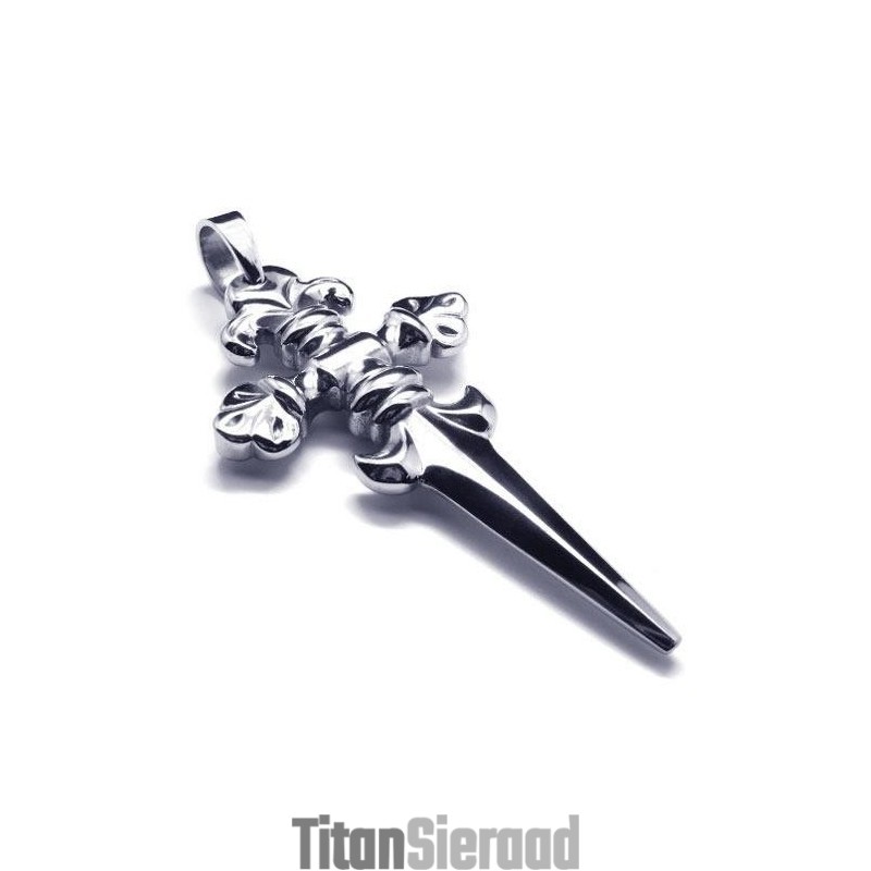 Heren Jongens Pure Titanium Kruis Zwaard Hanger Ketting Heren Jongens Pure Titanium Kruis Zwaard Hanger Ketting