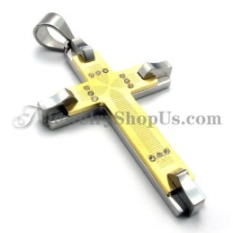 Prachtige Gouden Titanium Kruis-Strass Hanger