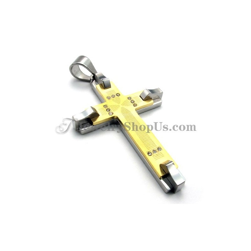 Prachtige Gouden Titanium Kruis-Strass Hanger Prachtige Gouden Titanium Kruis-Strass Hanger