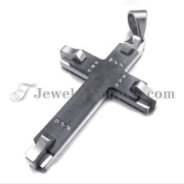 Prachtige Zwarte Titanium Kruishanger Met Strass Steentjes