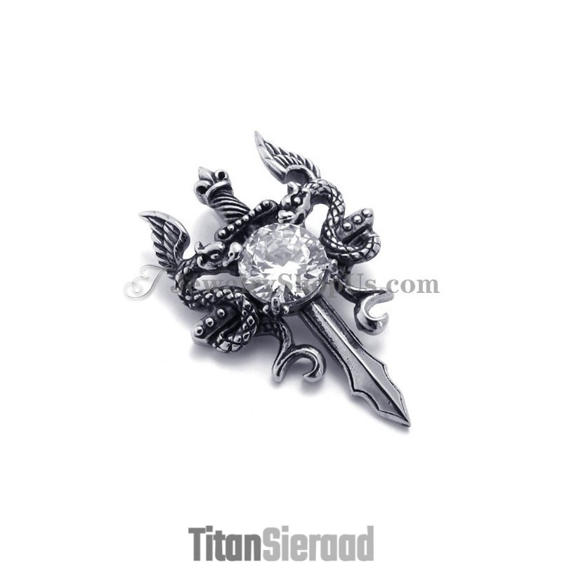 Mode Titanium Zwaardhanger Met Zirkoon