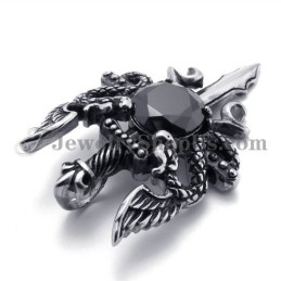 Mode Titanium Zwaardhanger Met Zwarte Zirkoon