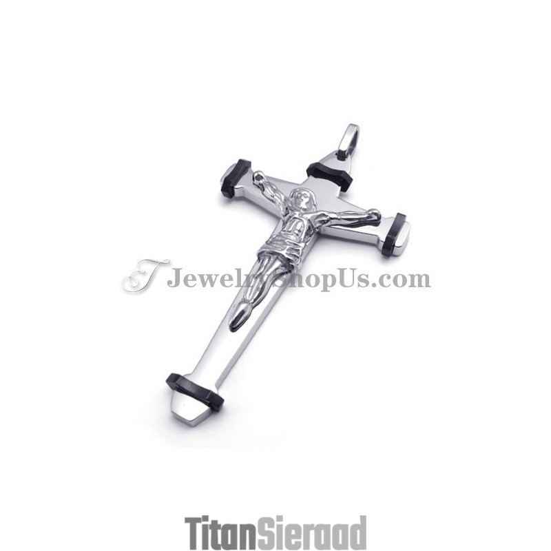 Elegante Zwarte Titanium Jezus Kruis Hanger Elegante Zwarte Titanium Jezus Kruis Hanger