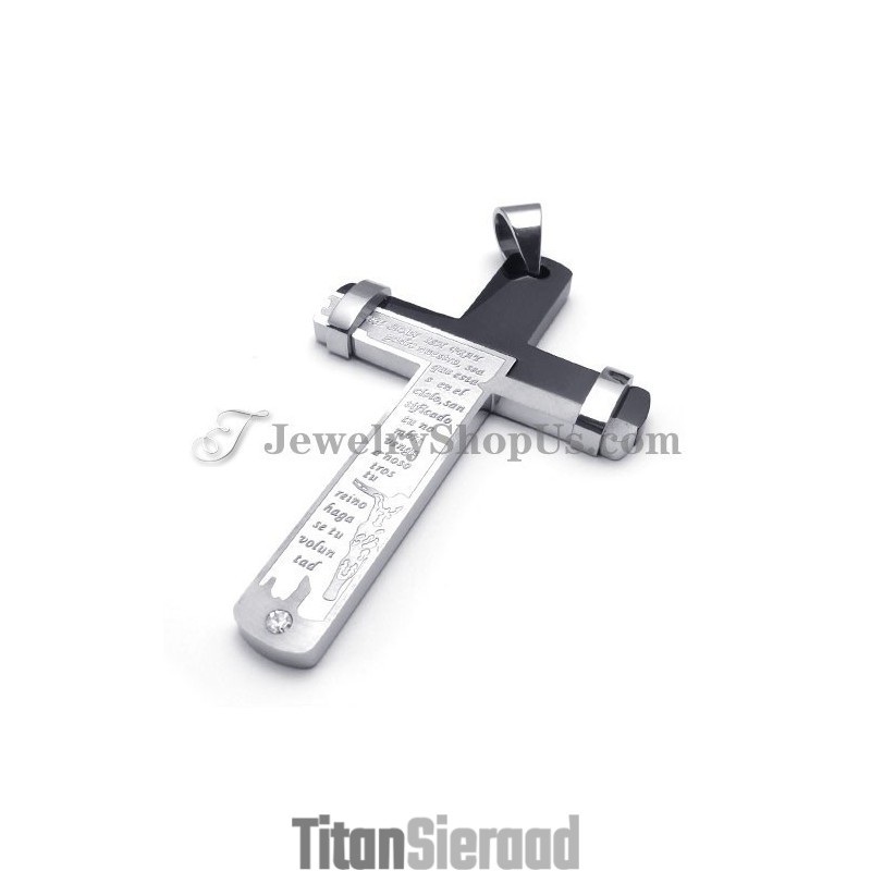 Prachtige Zwarte En Zilveren Titanium Kruishanger