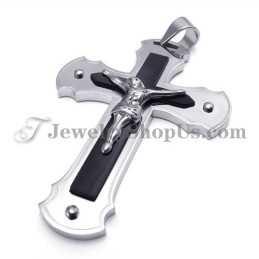 Klassieke Zwarte Titanium Jezus Kruis Hanger