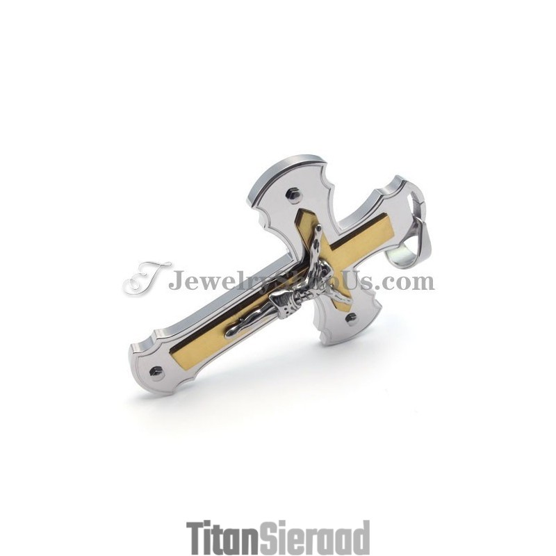 Klassieke Gouden Titanium Jezus Kruis Hanger