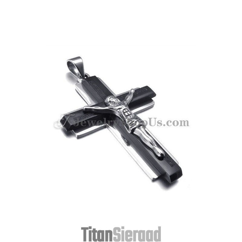 Mode Zwarte Titanium Kruis Van Jezus Hanger Mode Zwarte Titanium Kruis Van Jezus Hanger