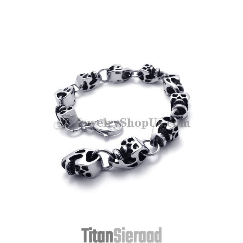 Prachtige Titanium Schedelarmband