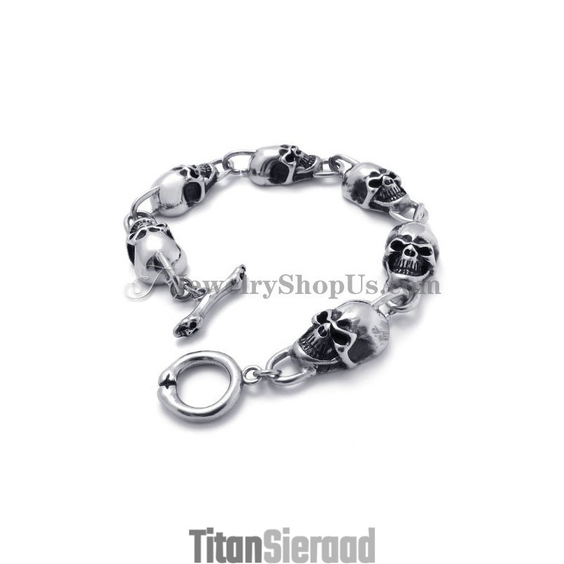 Mode Schedels Titanium Armband