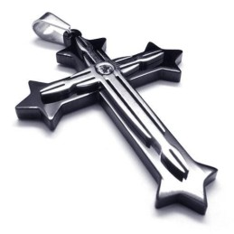 Herenketting Met Zwarte, Pure Titanium Kruishanger (Nieuw)