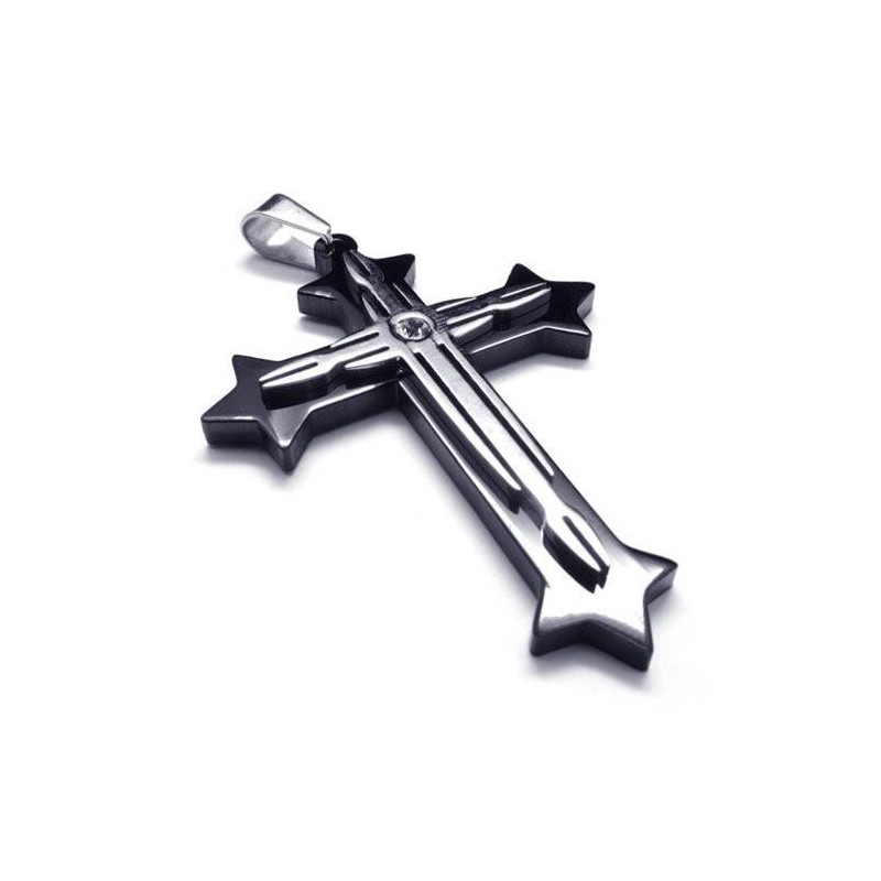 Herenketting Met Zwarte, Pure Titanium Kruishanger (Nieuw) Herenketting Met Zwarte, Pure Titanium Kruishanger (Nieuw)