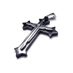 Herenketting Met Zwarte, Pure Titanium Kruishanger (Nieuw)