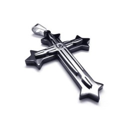 Herenketting Met Zwarte, Pure Titanium Kruishanger (Nieuw)