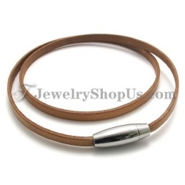 Mode Bruine Leren Armband Met Titanium