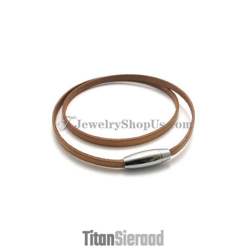 Mode Bruine Leren Armband Met Titanium Mode Bruine Leren Armband Met Titanium