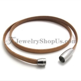 Mode Bruine Leren Armband Met Titanium