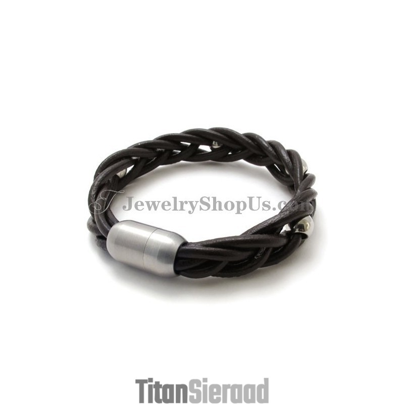 Mode Leren En Titanium Armband Mode Leren En Titanium Armband