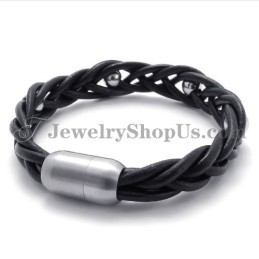 Mode Leer Met Titanium Armband