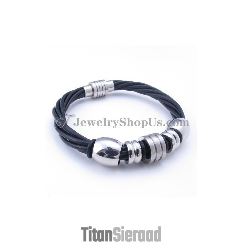 Leren Titanium Armband Leren Titanium Armband