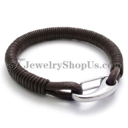 Mode Leren Titanium Armband