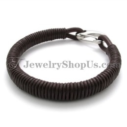 Mode Leren Titanium Armband