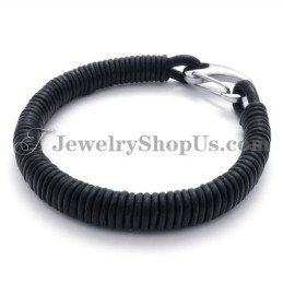 Mode Zwarte Leren Titanium Armband